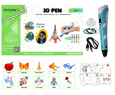 3D Pen Kit with 10 Creative Stancils | Unleash Your Imagination in 3D Reality | Age 5+