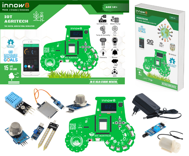 IoT Agritech Kit | Precision Farming with Soil Moisture, Temp, Humidity, Rain & Obstacle Sensors | SDG Goal: Life on Land IoT Agritech Kit | Precision Farming with Soil Moisture, Temp, Humidity, Rain & Obstacle Sensors | SDG Goal: Life on Land