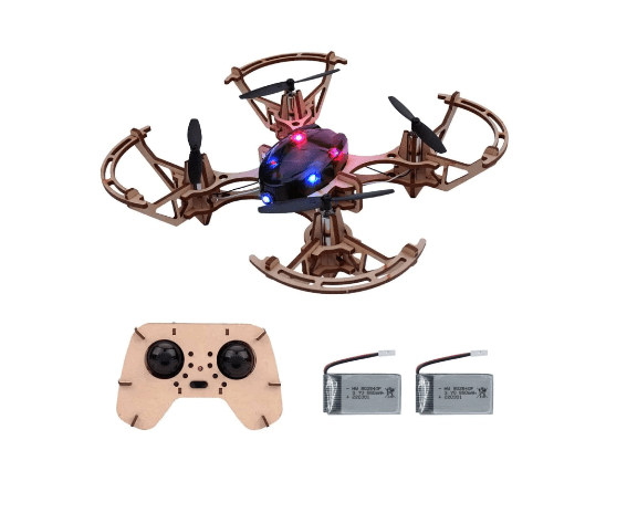 XYQ-6 DIY Wooden Drone with Camera Kit for Kids or Beginner, 2.4GHz RC Quadcopter with Altitude Hold, Headless Mode, 3D Flip and One Key Lift